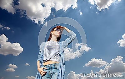 Young style redhead girl in modern clothes Stock Photo