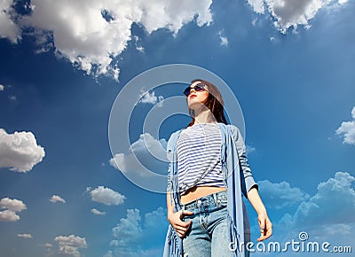 Young style redhead girl in modern clothes Stock Photo