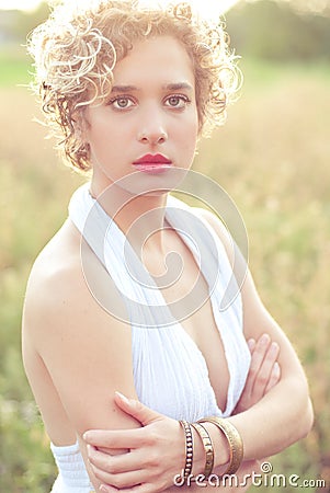 Young stylish blonde woman portrait Stock Photo