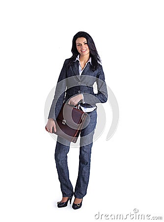 Young stylish business woman with briefcase Stock Photo