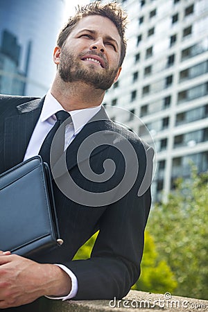 Young Successful Business Man in Modern City Stock Photo