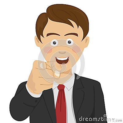 Young successful businessman pointing finger at you smiling Vector Illustration