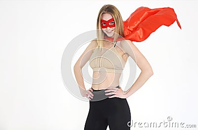 Young superwoman wearing sport clothes Stock Photo