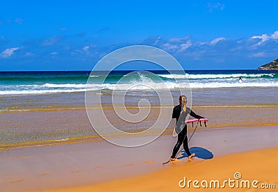 Young female surfer at the beach Editorial Stock Photo