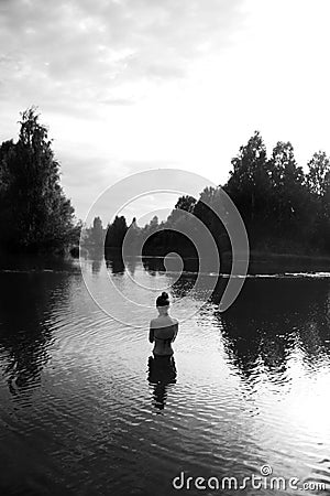 Young swiming girl Stock Photo