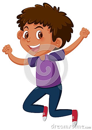 Young tanned boy jumping Vector Illustration