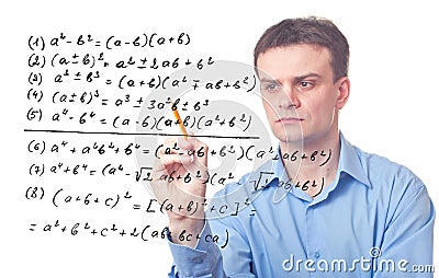 Young teacher and Mathematical formula Stock Photo
