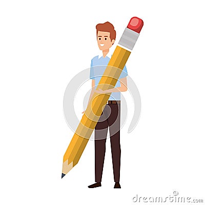 Young teacher with pencil character Vector Illustration