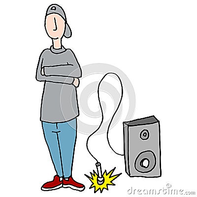 Young teenager dropping the microphone Vector Illustration