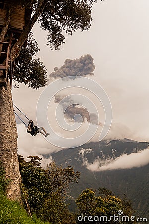 Young Teenager Man On The Casa Del Arbol Swing Editorial Stock Photo