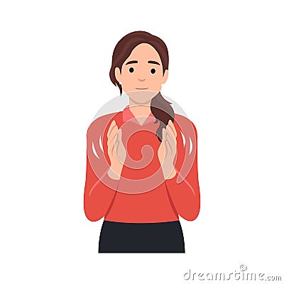 Young teenager woman clapping with both hands applause Vector Illustration