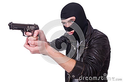 Young thug with gun Stock Photo