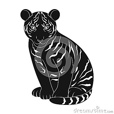 Young tiger.Animals single icon in black style vector symbol stock illustration web. Vector Illustration