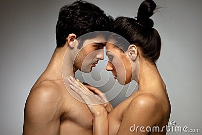 Young Topless Lovers Stock Photo