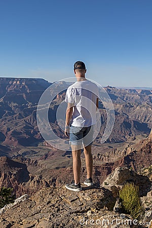 Tourist in Grand Canyon National Park, Arizona Stock Photo