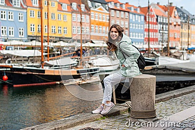 Young tourist woman visiting Scandinavia Stock Photo