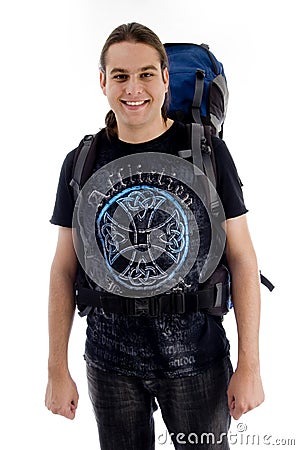 Young traveler with bag pack Stock Photo