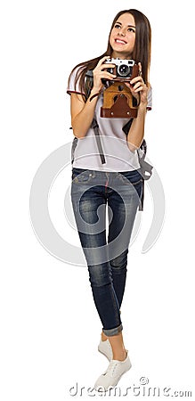 Young traveling girl isolated Stock Photo