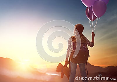 Young traveller with backpack Stock Photo