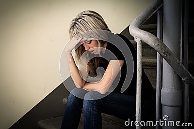 Young unhappy woman in depression Stock Photo