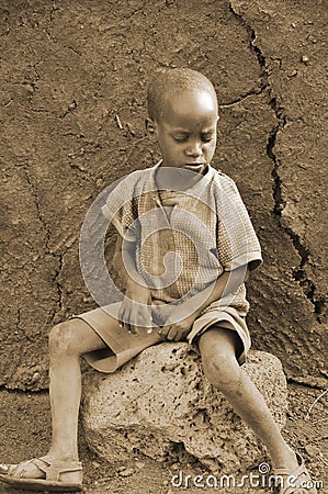 Young unidentified African children from Masai tribe Editorial Stock Photo