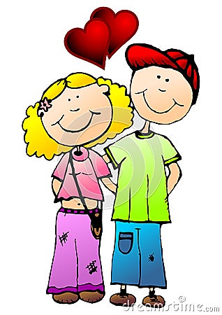 Young valentines couple Vector Illustration
