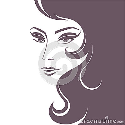 young very beautiful woman monochrome image Vector Illustration