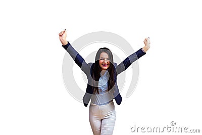 Young victory business woman Stock Photo