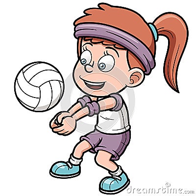 Young volleyball player Vector Illustration