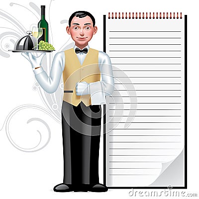 Young waiter Vector Illustration