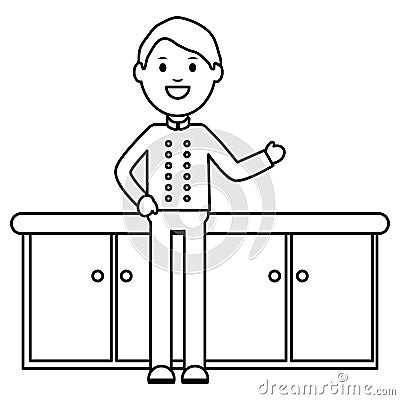 Young waiter avatar character Vector Illustration