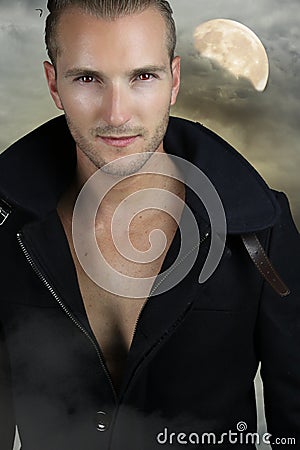 Young werewolf - handsome blond man Stock Photo