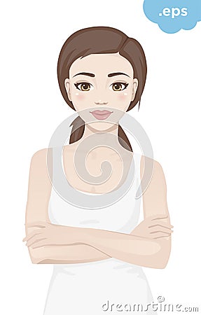 Young white woman in a white T-shirt Stock Photo