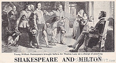 Vintage illustration of Shakespeare and Milton Editorial Stock Photo