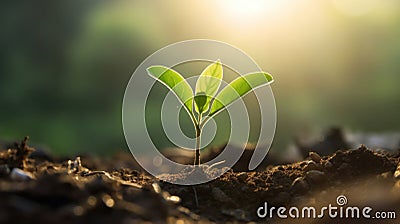 A young withania plant can be seen growing in a field Stock Photo