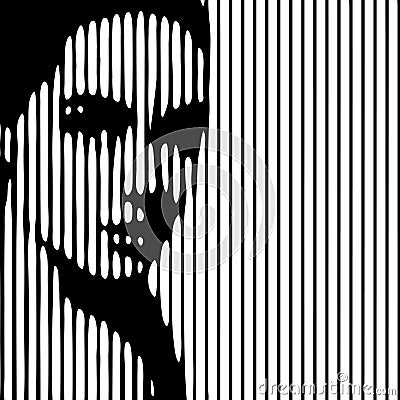 Young woman. Abstract beautiful female face drawing with lines. Girl, minimalist fashion design Vector Illustration