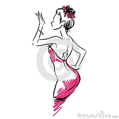 https://thumbs.dreamstime.com/x/young-woman-beautiful-evening-dress-fashion-sketch-slender-sexy-elegant-girl-profile-view-scribble-vector-hand-drawing-74594593.jpg