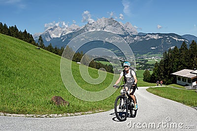 Biking around Kitzbuheler Horn, Kitzbuheler Alpen, Tirol, Austria Stock Photo