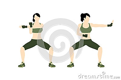 Young woman body combat and fitness Vector Illustration