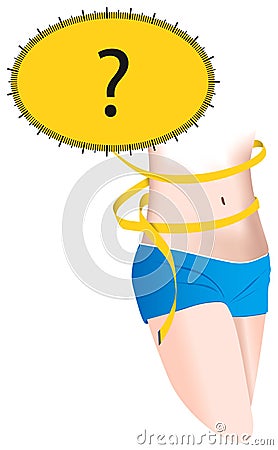 Young woman body with measured waistline Stock Photo