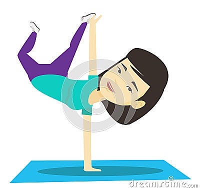 Young woman breakdancing vector illustration. Vector Illustration