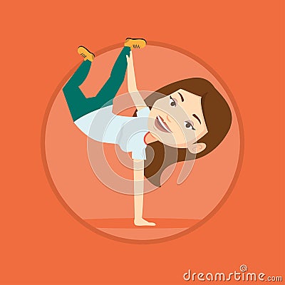 Young woman breakdancing vector illustration. Vector Illustration