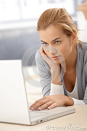 Young woman browsing Internet Stock Photo