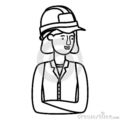 Young woman builder avatar character Vector Illustration