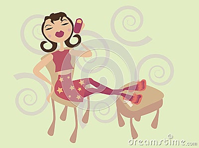 Young Woman Calling By Phone Vector Illustration