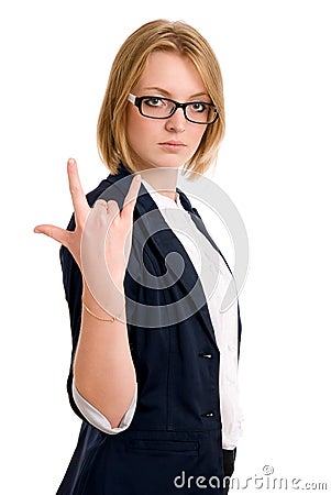 Young woman with characteristic Stock Photo