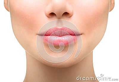 Young woman close up. plump lips Stock Photo