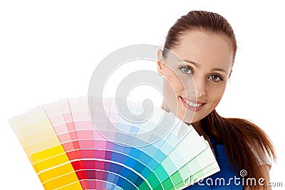 Young woman with a color guide. Stock Photo