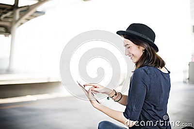 Young Woman Communication Cell Phone Concept Stock Photo