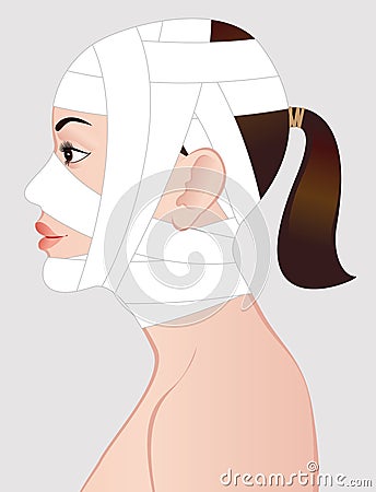 Young woman after cosmetic surgery Vector Illustration